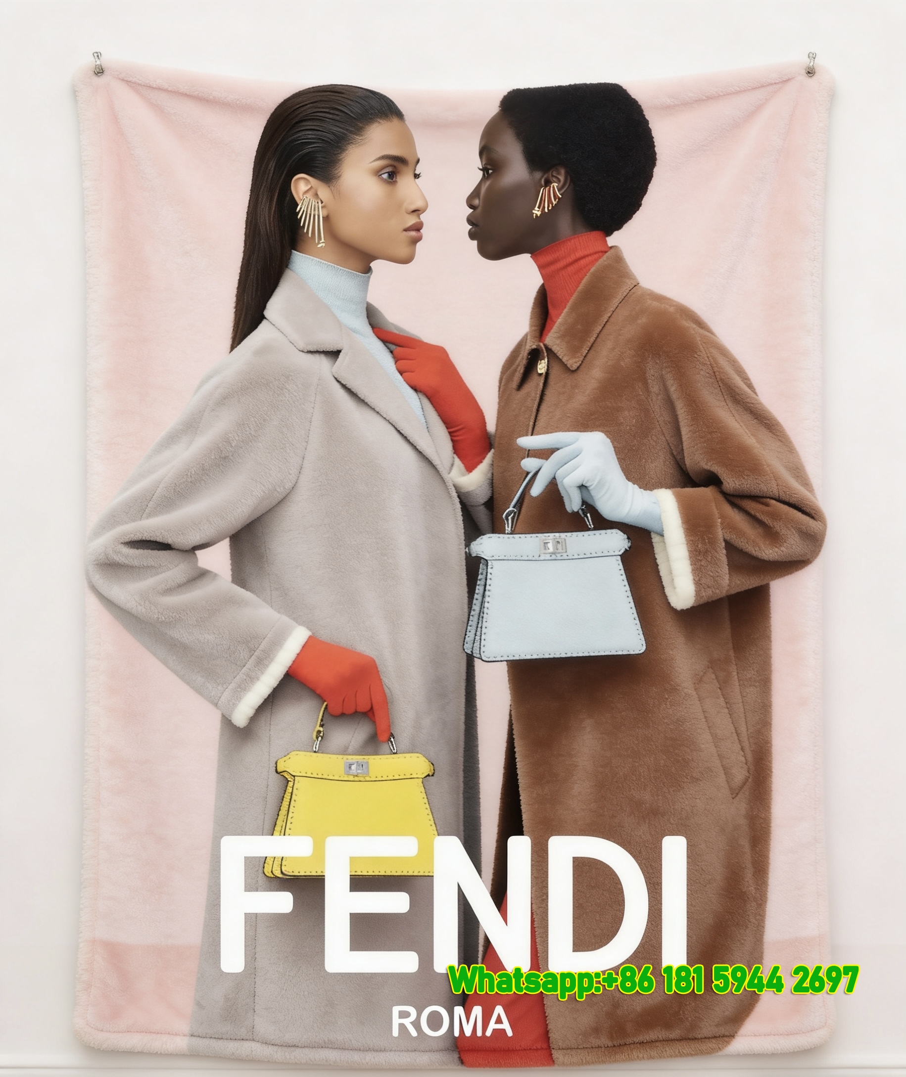Fendi Roma Mini Peekaboo Bags Fashion Flannel Throw Blanket IMG_9568
